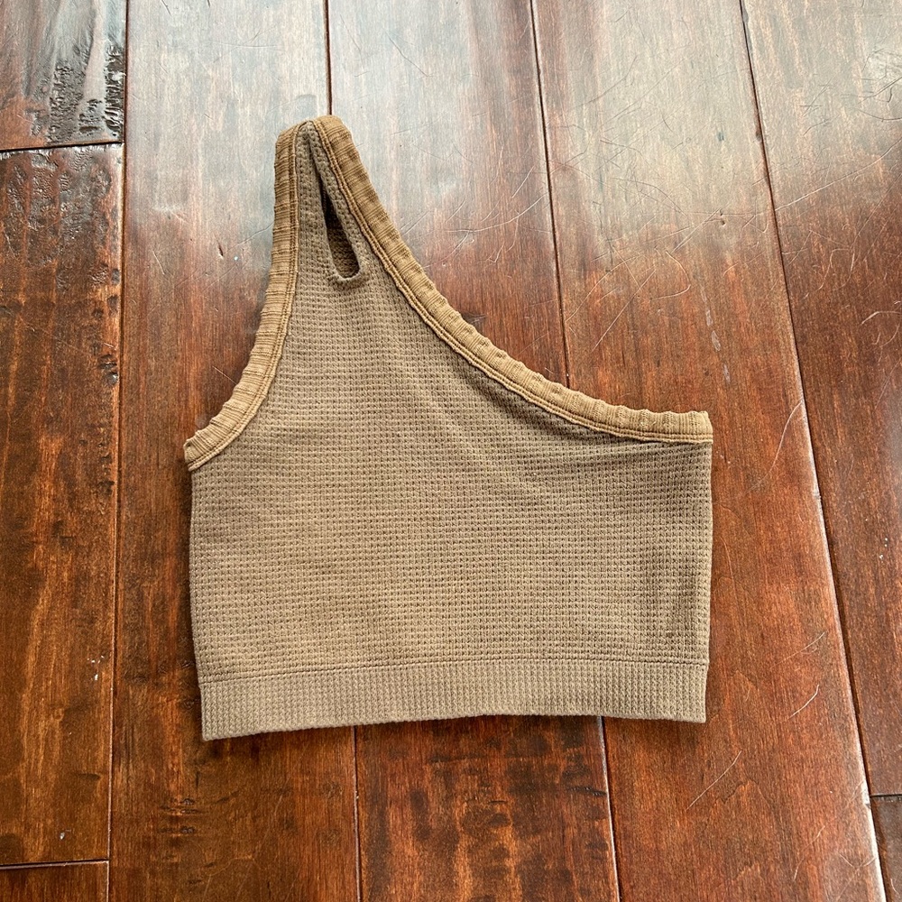 zara one strap brown ribbed/waffle tank